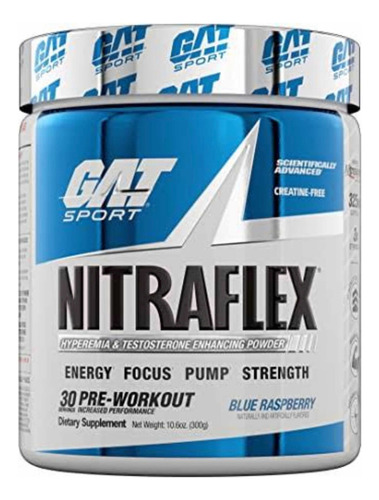 Suplemento en polvo GAT Sport  Advanced Pre-Workout Nitraflex aminoácidos sabor blue raspberry en pote de 300g