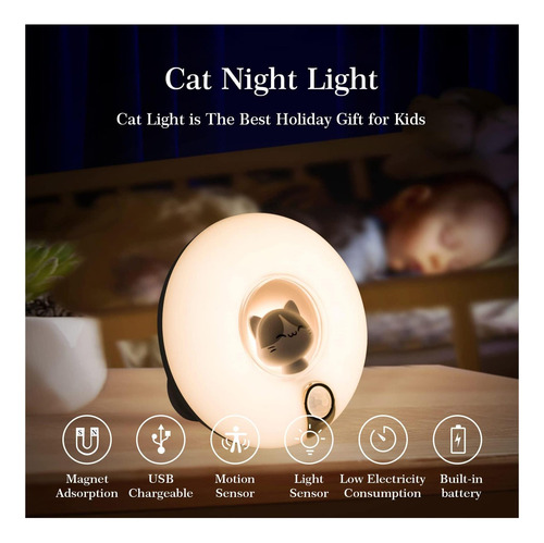 Noche Del Sensor De Movimiento De Gato Lindo Luz Inalámbrica