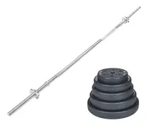 Comprar Kit 1 Barra Recta 40kg Pesos Discos Fitness Crossfit Metinca Color 1 Barra Recta + 2 discos de 10 kg + 4 discos de 5 kg
