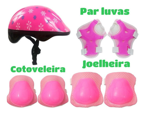 Patinete Led 3 Rodas Kit Proteçao Menina Rosa Infantil Som