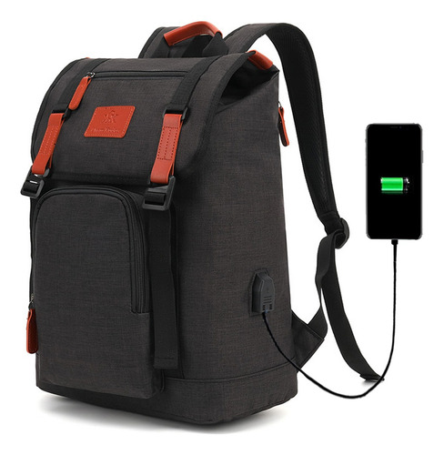 Mochila De Viaje Negocios Antirrobo Para Con Puerto De Carga Usb, 18.6l Grande Espacio,resistente Al Agua Para Portátil De 17 Pulgadas Y Portátil Color Negro Diseño De La Tela Liso