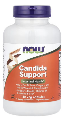 Candida Support Now Foods 180 Capsulas Pau Darco Oregano Sin Sabor