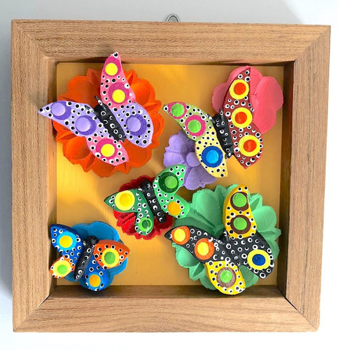 Quadros De Decoração Em Madeira Com Borboletas(6x6 Cm)