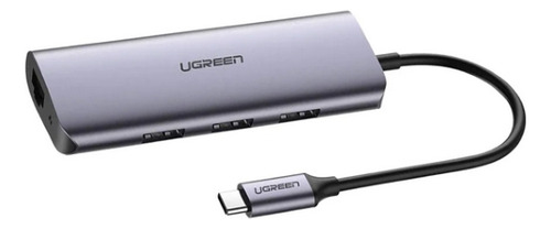 Hub 5 Em 1 Ugreen Usb-c Para 3* Usb 3.0 + Rj45 + Tipo-c Pd