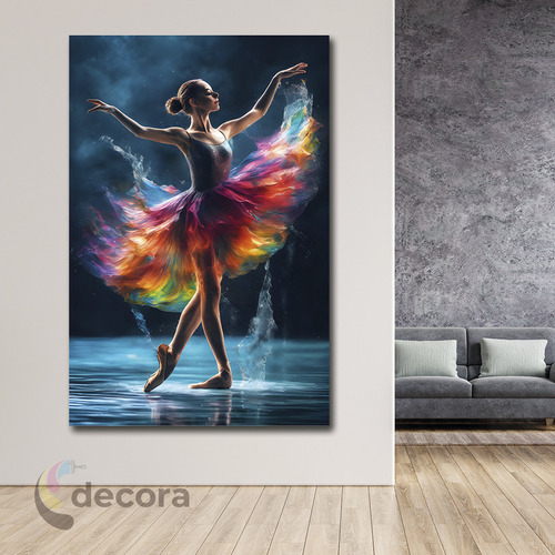 Cuadro Bailarina Ballet Mujer Vestido Color Canvas 60x40g