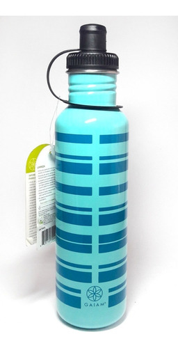 Anfora Botella Acero Inoxidable Tapa Dispensadora Yoga Gaiam Color Azul Cielo | Sky (rayas)