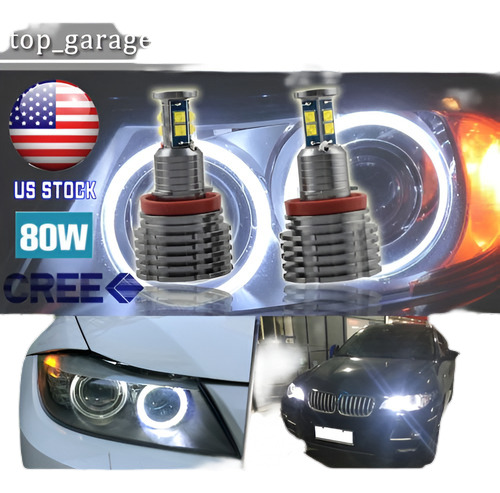 Par Cree 80w H8 Led Angel Ojos Halo Ring Bombillas Hid Xenon