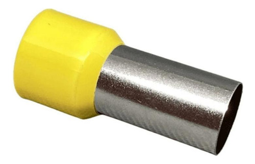 100x Kit Terminal Tubular Ilhós 70mm Amarelo Pré Isolado