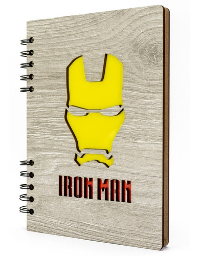 Libreta De Iron Man En Madera (agenda, Cuaderno)