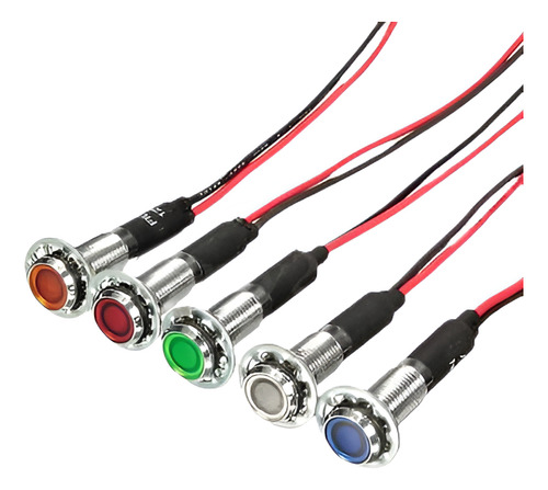 5pcs 8mm 12v Led Tablero De Tablero Indicador Lámpara De Luz