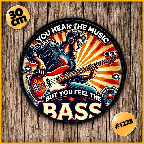 #1228 - Cuadro Decorativo Vintage - Bajo Jazz Bass Bajistas Cuadro Circular 30 Cm.