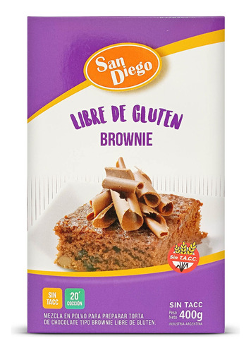 Premezcla En Polvo Sin Tacc Brownie San Diego Bolsa X400g