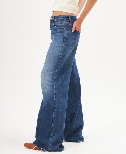 Jean Pantalón Mujer Brooksfield Wide Leg Azul Bm5040