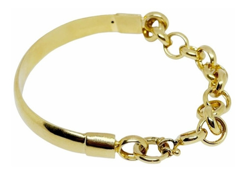 Pulseira Grossa Portuguesa Meio Bracelete Ouro 18k 750 20 Cm