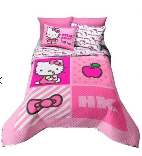 Colcha Edredon De Hello Kitty Matrimonial Con Fundas