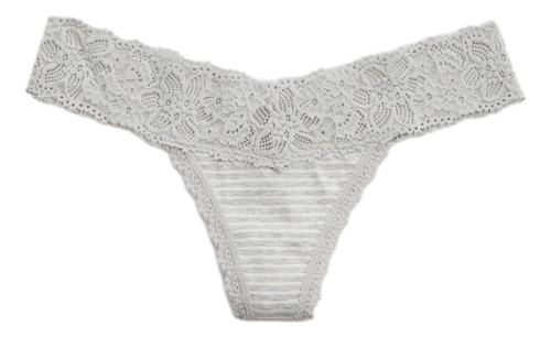 Aerie Undie Thong De Algodón Con Encaje Eyelash