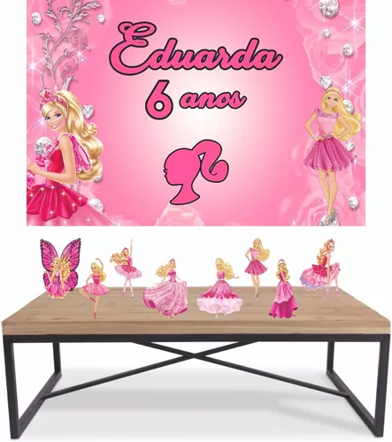 Kit Festa Barbie - 8 De Mesa + Painel Decorativo