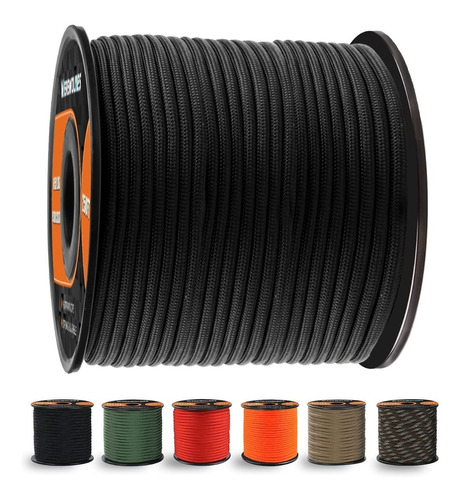 650 Paracord / Cuerda De Paracaídas - 9 Hilos 4mm 31m Negro