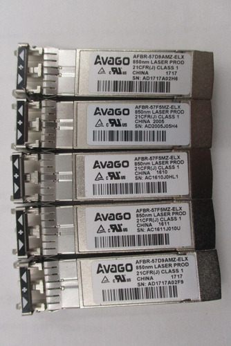 Lot Of 5 Avago Afbr-57f5mz-elx 16gb Fc 850nm Sfp+ Sw Opt LLG