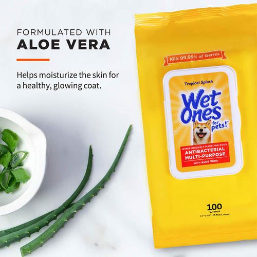 Toallitas Húmedas Para Perros Con Aloe Vera 100 Piezas