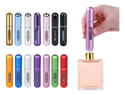 5 Mini Perfumeros Portatiles Recargable 8ml Variados Colores