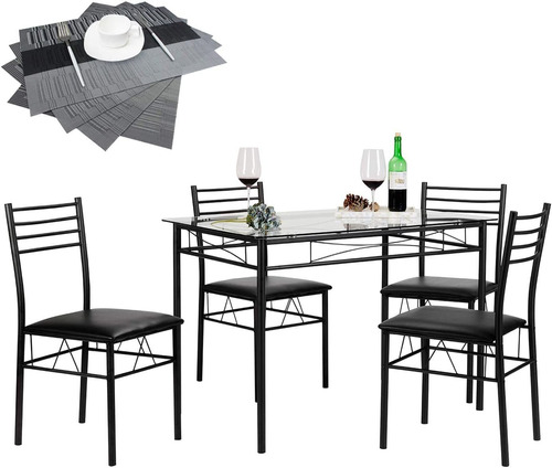 Mesa De Comedor Con 4 Sillas 4 Manteles Individuales In...