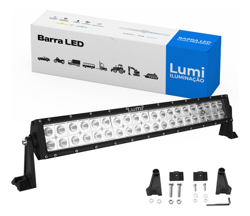 Refletor Holofote Luminaria Barra 120w 40 Leds Farol Cor Da Carcaça Preto Cor Da Luz Branco Frio 12v/60v Bivolt