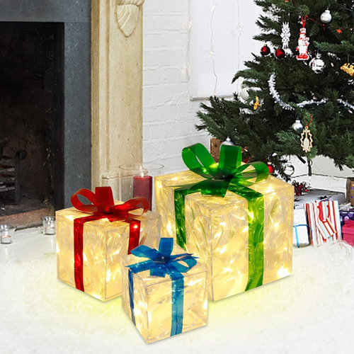 F Caja De Regalo/juego De Luces Navideñas De 3 Piezas