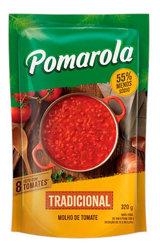 Imagem 1 de 1 de Molho De Tomate Tradicional Pomarola Sem Glúten Sachê - 320g
