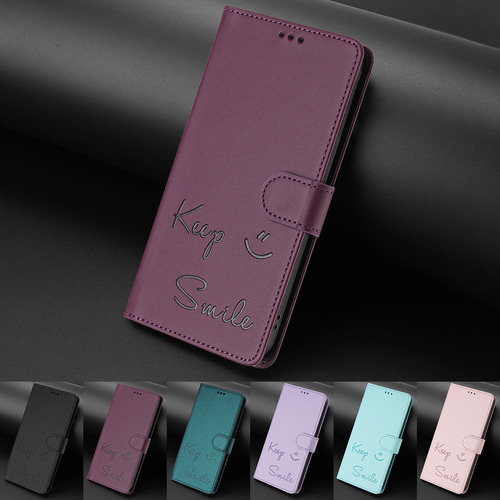 Funda De Piel Con Forma De Cara Sonriente Para Cubot Note 40/p50/a10/a20/a30/max 5, Cierre Magnético, Ranuras Para Tarjetas, Cartera
