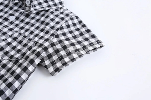 Pañalero Mameluco Tipo Camisa A Cuadros Negro, Bebes