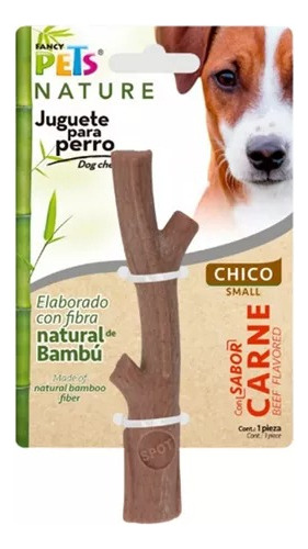 Juguete Rama Bambú Plus Sabor Carne Ch Fancy Pets Color Marrón