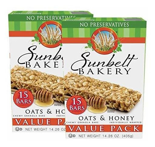 Sunbelt Panadería Avena Y Miel Chewy Granola Bars, 30 Bares.