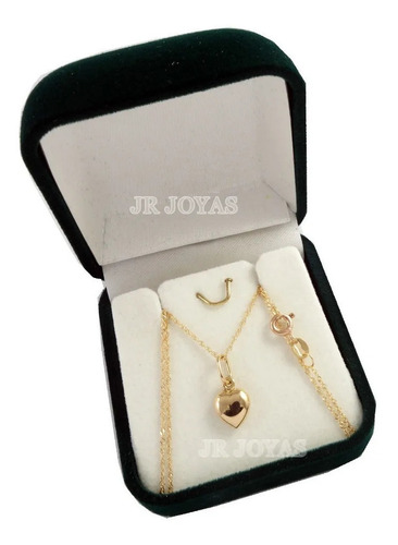 Imagen 3 de 10 de Cadena Singapur Y Corazon 45cm Oro 18k Co013s+der06 Jr