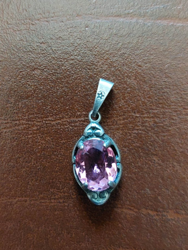 Colgante Plata Con Piedra Rosa O Violeta