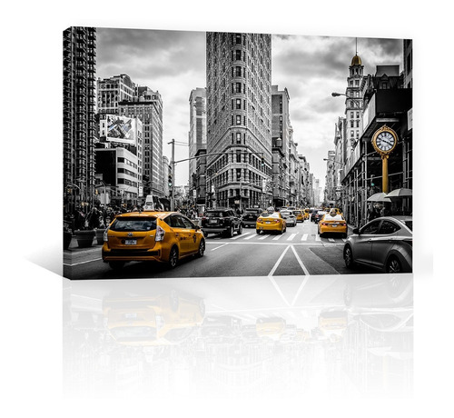 Cuadro Decorativo Canvas Urbano Nueva York Y Taxis Amarillos