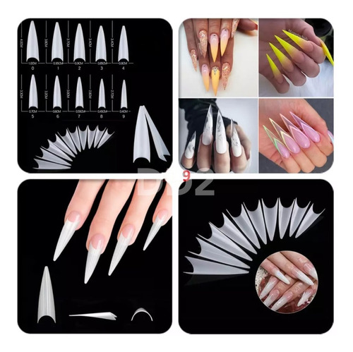 100 Tips Stiletto Cristal/natural Ultra Larga Uñas Postizas | MercadoLibre