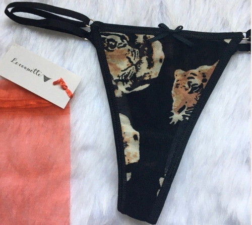 Imagen 3 de 4 de Less Microtul Tigre, Le Coquette Intimate, Tanga Regulable