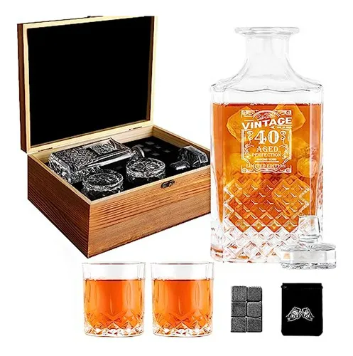 Regalo 40 Cumpleaños Hombre Mujer, Decantador Whisky Vintage