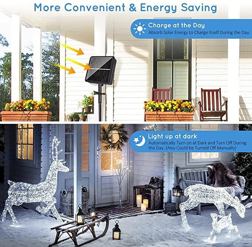 A 2 Unids 30m 300 Led Luz Solar Lámpara Al Aire Libre
