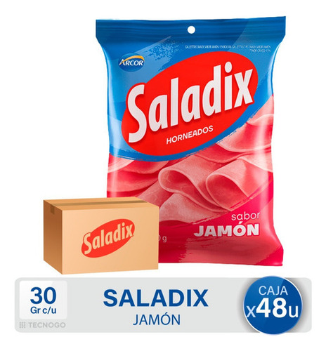 Caja Snack Saladix Jamon Salado Bolsa Arcor Pack