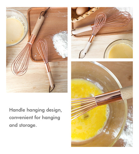 Batidor De Huevos, Mango De Madera, Acero Inoxidable