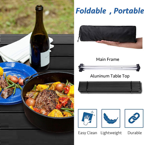 Grope Small Folding Camping Table With Aluminum Table Top...