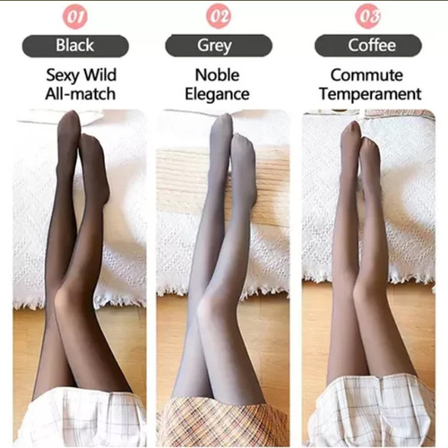 Medias Termicas Malla Afelpada Leggins Traslucidas Moda Dama