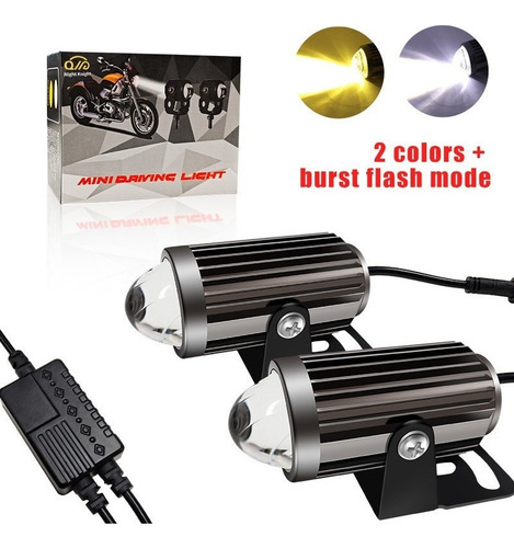 Par Farol Milha Led Auxiliar Moto Neblina Forte Potente