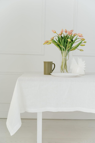 Mantel Rectangular De Lino Natural De 60 X 106 Pulgadas, Man