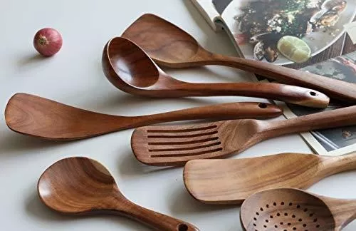 Juego De 7 Utensilios De Cocina De Madera, Herramientas De C