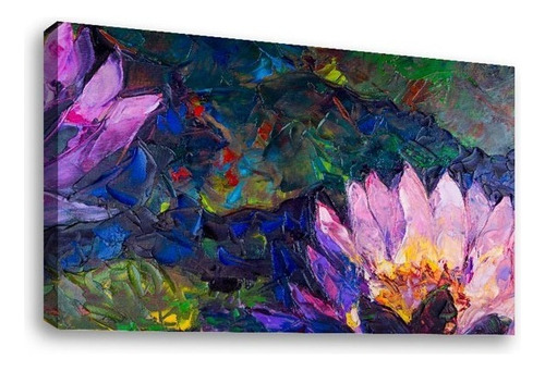 Cuadros Canvas Abstractos Tipo Oleo En Canvas Artistíco Color Flor-de-loto-pintura