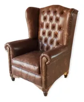 Comprar Sillon De Lectura Berger Ingles Capitone Simil Cuero O Tela Marrón Simil Cuero O Tela