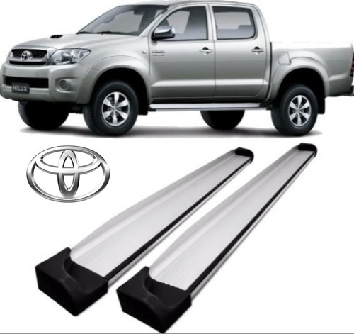 Estribos Toyota Hilux Aluminio Plano Con Bases Mod 2006-16